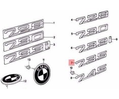ORIGINALUS OEM BMW E23 Galinės bagažinės dangčio 735 Emblema Ženklelis Logotipas 51141869986 Naujas