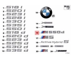 ORIGINALUS OEM BMW F10N Sedano Bagažo Dangčio M550d Emblema Ženklelis Logotipas 51148059278