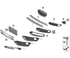 ORIGINALUS OEM BMW F20 F21 Priekinis Uždarytas Rūko Žibinto Grotelės Dešinė 51117341612