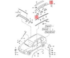 Porsche Cayenne 9P Stogo Bagažinės Laikiklio Šoninis Bėgelis Originalus 95555937800