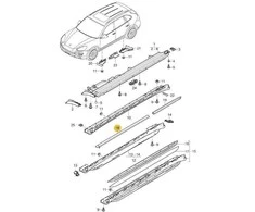 Originalus PORSCHE Cayenne durų slenksčio juostelė matinė juoda dešinėje priekinėje pusėje 958559538009B9