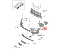 Originalus PORSCHE Macan 95B priekinio žibinto dangtelis dešinėje matinis juodas 95B807796EOK1