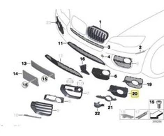 Originalus priekinis bamperio rūko žibintas uždarytas grotelė dešinėje tinka BMW X6 E71 E72 Hyb 08-14
