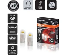 OSRAM Night Breaker W5W T10 LED lemputės 12V | Baltos | Teisėtos naudoti kelyje | 2 vnt.