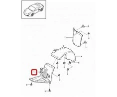 PORSCHE 987 Cayman 2 kartos. Boxster 2 kartos. Priekinis š/š kairės pusės sparno įdėklas Originalus 98750412308