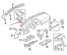 PORSCHE CAYENNE 92A Viršutinė Centrinė Priekinė Panelė 958552189015Q0 NAUJA ORIGINALI