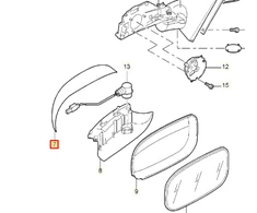 PORSCHE CAYENNE 9PA Priekinių dešinės pusės durelių veidrodėlio rėmelis originalus 95573162002GRU