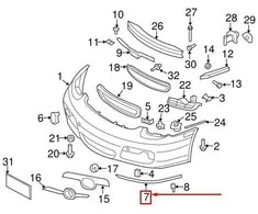 PORSCHE CAYMAN 987 Priekinis Bamperis Kairysis Apatinis Spoileris 987505527019B1 NAUJAS ORIGINALUS