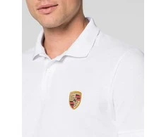 Porsche Polo Marškinėliai Crest Vyriški Balti L Originalus WAP59100L0B