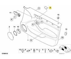 Priekinės Durų Panelės Rankenos Dėklas BMW E46 51418224401