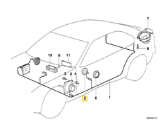 Priekinis Durų Garsiakalbis BMW E36 1990 1991 1992 1993 1994 1995 1996 1997 1998 1999 Originalus 65138362940