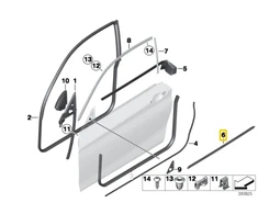 Priekinis Kairys Durų Išorinis Kanalas BMW F21 F22 F87 Originalus 51337284565