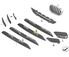 Priekinis Vidurinis Žemyn Atviras Grotas BMW X4 F26 2013 2018 Originalus 51117338475
