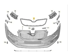 SKODA OCTAVIA 5E MK3 Radiatoriaus grotelių rėmo apvadas originalus 5E08537612ZZ
