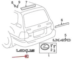 Toyota LEXUS LX J100 Galinės emblemos pavadinimo plokštelė ženklelis 7547360070 NAUJA ORIGINALI