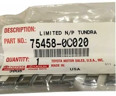 Toyota Tacoma Tundra Chrominis Ribos Žymė Originalus 754580C020