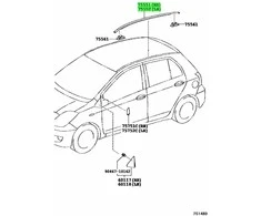 Toyota Yaris 2006 2011 Galinės Durų Šoninės Apsaugos Mouldingo Rinkinys Originalus 7555152130