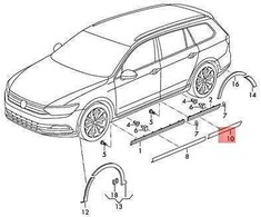 Vag Apdailos Chromas Volkswagen Passat 3G 2015 Originalus 3G0853333A3Q7