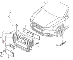 Audi A1 2011 2014 VAG Radiatoriaus Grotelės Pilkos Akmens Spalvos Originalus 8X08536511QP