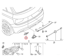 VAG AUDI A1 2015-2018 Galinis bamperis kairės pusės N/S žibinto atšvaitas originalus 8XA945105