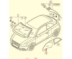 VAG Audi A1 8X1 Kairės Pusės Priekinio Durų Langų Stiklas 8X3845201 NAUJAS ORIGINALUS