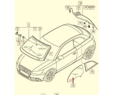 VAG Audi A1 8X1 Kairės Pusės Priekinio Durų Langų Stiklas 8X3845201 NAUJAS ORIGINALUS
