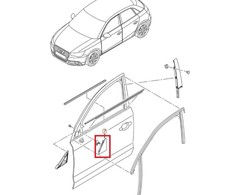VAG AUDI A1 priekinių durelių kampų apdailos dangtelis blizgiai juodas kairėje N/S originalus 8X4837637E