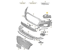 VAG Audi A3 8Y Priekinio bamperio uždarymo elementas dešinėje pusėje, originalus 8Y0807320