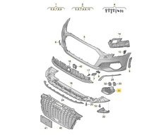 VAG AUDI A3 8Y Priekinis bamperis apatinis kairysis Satin Juodas grotelės originalus 8Y0807681A