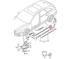 VAG AUDI A4 Avant S4 Vandens deflektoriaus juosta Satin Juodas 8W0854327C9B9 Originali