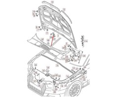 VAG AUDI A4 B9 Dešinysis variklio dangčio užraktas 8W0823186E NAUJAS ORIGINALUS