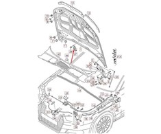 VAG AUDI A4 B9 Dešinysis variklio dangčio užraktas 8W0823186E NAUJAS ORIGINALUS