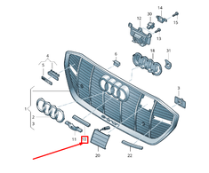 VAG AUDI E TRON GEN Platininė Pilka Radiatoriaus Grotelės Apdaila Originali 4KE8532413DA