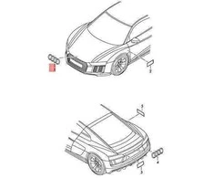 VAG "Audi" priekinis blizgus juodas keturių žiedų variklio dangčio ženklas - R8