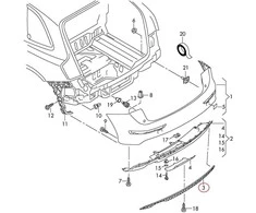 VAG AUDI Q5 S-LINE bamperio difuzoriaus įdėklas, apdaila, dvigubas vamzdis, originalus 8R0807823