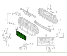 VAG Audi Q7 priekinio valstybinio numerio ženklo laikiklis originalus 4M0807287J9B9