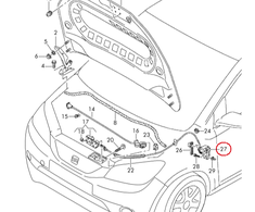VAG Audi TT 8S LHD variklio dangčio atlaisvinimo rankenos laikiklio laikiklis originalus 1K1823633B