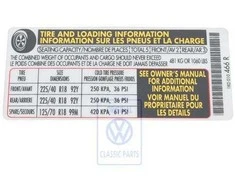 Vag Golf Mk6 2009 2011 Padangos Slėgio Etiketė Originalus 1K0010466R