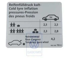 Vag Golf Mk6 2009 2011 Padangos Slėgio Žymė Originalus 5K0010719K