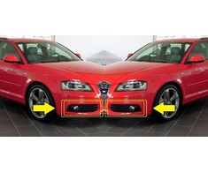 VAG NAUJAS AUDI A3 8P 08-13 S-LINE ORIGINALUS DEŠINIS PUSĖS BAMPE PLEIŠTAS ŽIBINTO GROTELĖS Juodas MATINIS