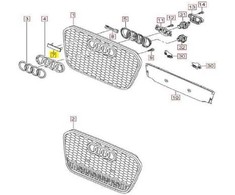 VAG NAUJAS ORIGINALUS AUDI A6 S6 RS6 CHROMO RS6 PRIEKINIS GROTELIŲ ŽENKLAS EMBLEM 4G0853736D 2ZZ