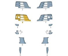 VAG NAUJAS ORIGINALUS AUDI Q7 PRIEKINIS BUFERIS DEŠINIS O/S APATINIS ORA GIDAS GROTELĖ 4M0807682EGXE