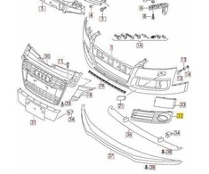 VAG Naujas originalus AUDI TT/TTS priekinis bamperis N/S kairysis rūko žibinto groteles 8J0807681J3FZ OEM