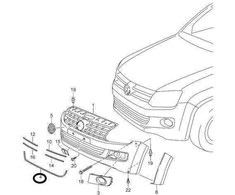 VAG NAUJAS ORIGINALUS VW AMAROK 13-16 PRIEKINIS BUFERIS CENTRINIS APATINIS GROTELIŲ APDAILOS CHROMAS