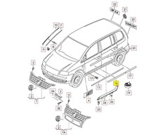 VAG Naujas originalus VW CADDY TOURAN priekinis kairės pusės durų apsauginis apdailos elementas 1T0853515E9B9