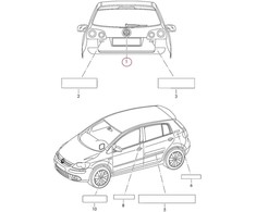 VAG NAUJAS ORIGINALUS VW GOLF PLUS 05-14 GALINIS BAGAŽINĖS CENTRO LOGOTIPAS ŽENKLAS 5M0853630D