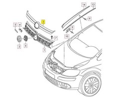 VAG Naujas originalus VW GOLF PLUS (09-14) priekinis bamperis radiatoriaus grotelių apdaila 5M0853467AZLL