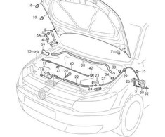 VAG NAUJAS ORIGINALUS VW POLO 2009-2016 PRIEKINIS RHD KAPOTO ATIDARYMO DANGTELIO UŽRAKTAS LAIDAS 6R2823531C
