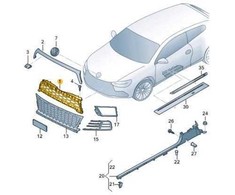 VAG NAUJAS ORIGINALUS VW SCIROCCO 2015-2017 PRIEKINIS BAMPERIS CENTRINIS VIRŠUTINIS GROTELĖ 1K8853653C 9B9