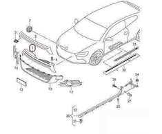 VAG Naujas originalus VW SCIROCCO R 09-14 priekinis bamperis centrinė viršutinė grotelė 1K8853653B9B9